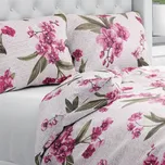 Bavlněné ložní povlečení Sandra SA-635 Růžovofialové orchideje na bílém Jednolůžko 140x200 a 70x90 cm