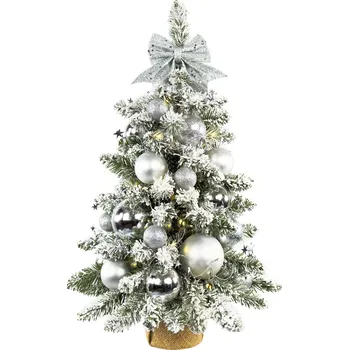 Vánoční stromek Laalu.cz Ozdobený stromeček STŘÍBRNÉ VÁNOCE 60 cm s LED OSVĚTLENÍM