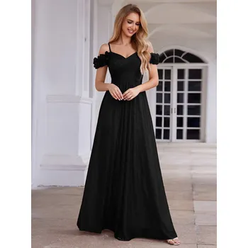 Dámské šaty Elegantní flitrové s květinovou dekorací Barva: Černá, Velikost: M