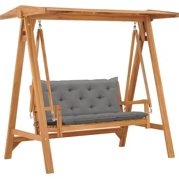Zahradní houpačka vidaXL Marketos Houpačka s šedou poduškou 170 cm masivní teak