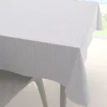 Velký dekorační čtvercový ubrus Monako PM-124 Pruhovaná šachovnice bílá 160x160 cm