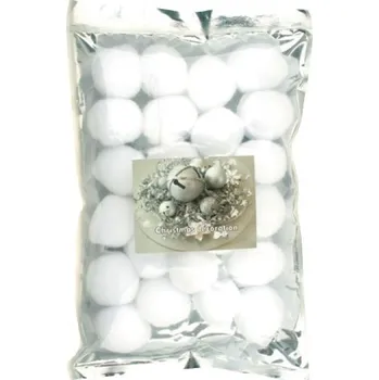 Vánoce Sněhové koule bambulky plyšové 25 ks, 5 cm