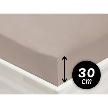 Prostěradlo Jersey napínací prostěradlo na vysokou matraci JR-027 Šedohnědé 180 x 200 - výška 30 cm