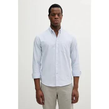 Pánská košile Bavlněná košile Pepe Jeans ANDREW pánská, modrá barva, regular, s límečkem button-down, PM308843 05X, vel. M