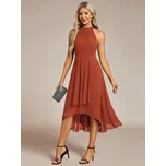 Asymetrické šifonové šaty s ohlávkovým výstřihem Barva: Oranžová, Velikost: 4XL