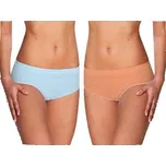 Bezešvé krajkové kalhotky Culotte - 2ks: azurová, broskvová - S/M
