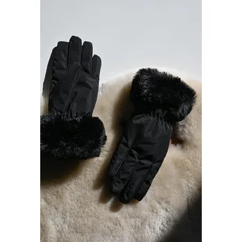 Rukavice ČERNÉ HŘEJIVÉ RUKAVICE S KOŽÍŠKEM Rino Pelle