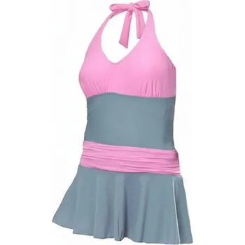 Dámské plavky Kes-Vir Dámské plavky SE SUKNÍ na inkontinenci (šedo-růžové) Velikost: 36 (UK 8)