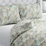 Bavlněné ložní povlečení Sandra SA-552 Modré pnoucí květy na béžovém Jednolůžko 140x200 a 70x90 cm