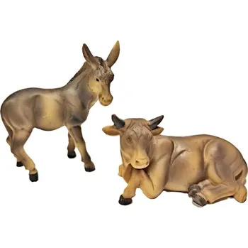 Oslík a vůl - sada 2 figurek do betlému 8 cm Polyresin