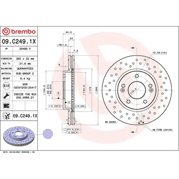 Brzdový kotouč Brzdový kotouč BREMBO 09.C249.1X
