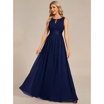 Dámské šaty Maxi dlouhé šifonové šaty pro družičky Barva: Tmavě Modrá, Velikost: 7XL