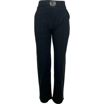 Dámské kalhoty Dámské černé nadměrné zateplené kalhoty s širokými nohavicemi Barva: Černá, Velikost: 3XL