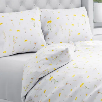 Povlečení Bavlněné ložní povlečení Sandra SA-497 Žluté bylinky na bílém Jednolůžko 140x200 a 70x90 cm