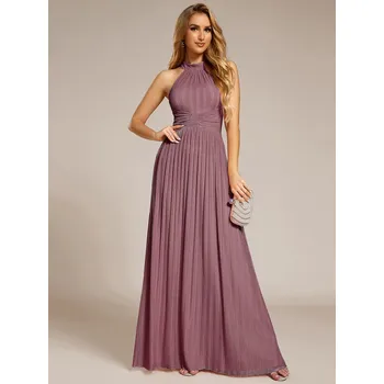 Dámské šaty Třpytivé společenské večerní šaty s ohlávkou Barva: Purpurová, Velikost: 7XL