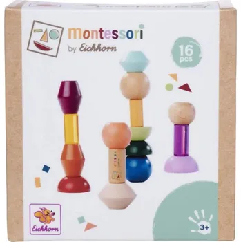 Dětské zboží EICHHORN DŘEVO Montessori stohovací bloky stavebnice 16 dílků