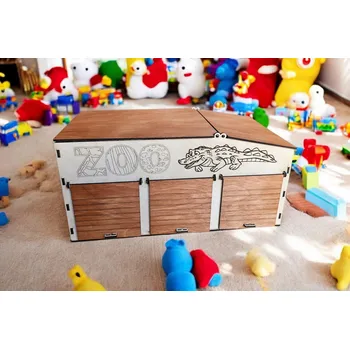 garáž Dřevěná garáž pro autíčka ZOO – třímístná velká Varianta: barvená