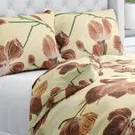 Bavlněné ložní povlečení Sandra SA-536 Hnědé orchideje na vanilkově žlutém Jednolůžko 140x200 a 70x90 cm