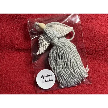 Vánoční dekorace HandMade by VeJa Anděl/andělka se sádrovými křídly - šedá s třpytkami