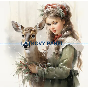 Látkový panel - Holčička s jelínkem - ZIM-165 Velikost: 15x15cm, Materiál: Kočárkovina