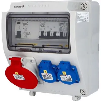 Rozvaděč Zásuvková skříň FAMATEL vf190 IP54 jištěná s chráničem 63/4/003-A