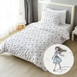 Dětské bavlněné ložní povlečení Sandra SA-261 Krasobruslařky na krémovém Jednolůžko 140x200 a 70x90 cm