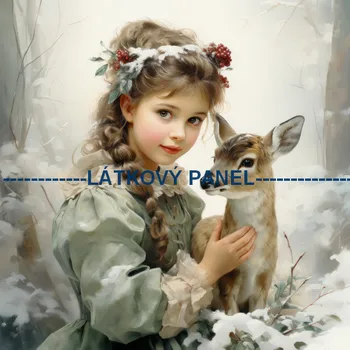 Látkový panel - Holčička s jelínkem - ZIM-164 Velikost: 15x15cm, Materiál: Kočárkovina