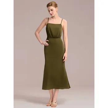 Dámské šaty Svatební šaty s nastavitelnými špagetovými ramínky Barva: Olivová, Velikost: L