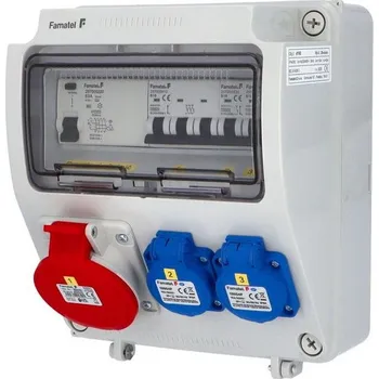 Rozvaděč Zásuvková skříň FAMATEL vf165 IP54 jištěná s chráničem 63/4/003-A
