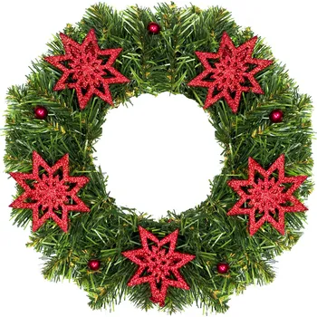 Vánoční dekorace Laalu.cz Věnec ČERVENÁ HVĚZDA 30 cm