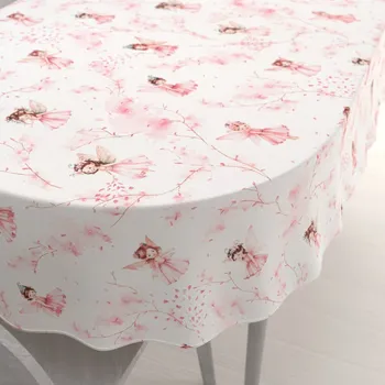 ubrus Dětský bavlněný oválný ubrus Sandra SA-684 Růžové víly na bílém 50x100 cm