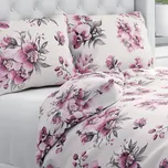 Bavlněné ložní povlečení Sandra SA-623 Lila orchideje na bílém Jednolůžko 140x200 a 70x90 cm