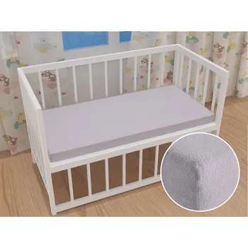 Prostěradlo Dětské froté napínací prostěradlo do postýlky FR-028 Světle šedé 60 x 120 x 10 cm - do postýlky