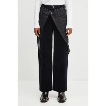 Dámské kalhoty Kalhoty Andersson Bell Zoe Wrap dámské, tmavomodrá barva, široké, high waist, apa850w, 40, 59X