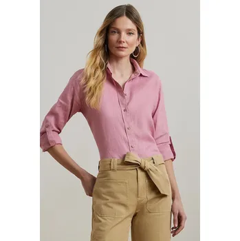 Pánská košile Lněná košile Lauren Ralph Lauren modrá barva, regular, s klasickým límcem, 200782777 34X, vel. XL