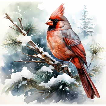 Látkový panel - Red Kardinál - ZIM-171 Velikost: 15x15cm, Materiál: Kočárkovina