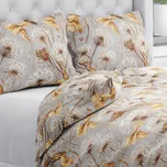 Bavlněné ložní povlečení Sandra SA-517 Podzimní pampelišky na šedém Jednolůžko 140x200 a 70x90 cm