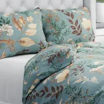 Bavlněné ložní povlečení Sandra SA-551 Podzimní větvičky na šedomodrém Jednolůžko 140x200 a 70x90 cm