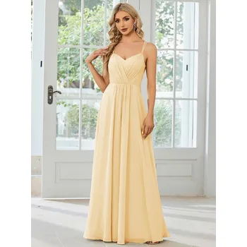 Dámské šaty Šifonové šaty pro družičku s odhalenými zády Barva: Žlutá, Velikost: 3XL
