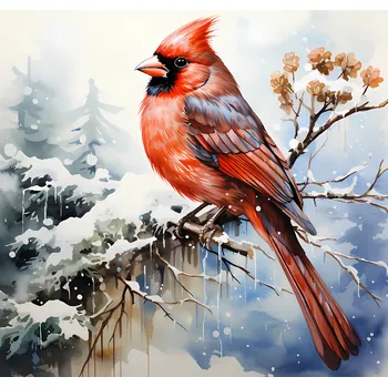 Látkový panel - Red Kardinál - ZIM-166 Velikost: 45x45cm, Materiál: Úplet