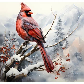 Látkový panel - Red Kardinál - ZIM-172 Velikost: 15x15cm, Materiál: Teplákovina nepočesaná