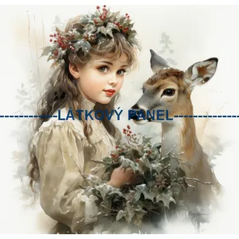 Látkový panel - Holčička s jelínkem - ZIM-158 Velikost: 15x15cm, Materiál: Kočárkovina