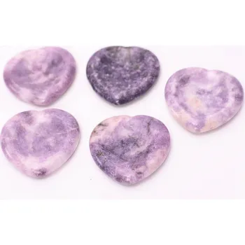 Drahý kámen Magieprirody.cz Masážní kámen Lepidolit hmatka srdce 40x40 mm #ZM31