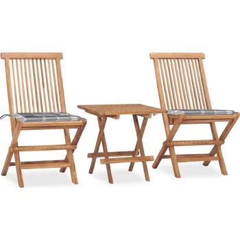 Zahradní sestava zahrada-XL 3dílný skládací zahradní jídelní set s poduškou masivní teak 3063212