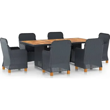 Zahradní sestava zahrada-XL 7dílný zahradní jídelní set s poduškami polyratan tmavě šedý 3060164