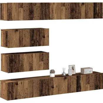 Obývací stěna vidaXL 6dílný set TV skříněk dřevotříska [3079148] Barva: Staré dřevo