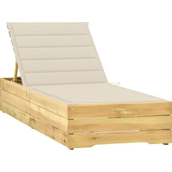 Zahradní lehátko zahrada-XL Zahradní lehátko s krémovou poduškou impregnované borové dřevo 3065911