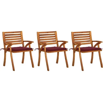 zahrada-XL Zahradní jídelní židle s poduškami 3 ks masivní akáciové dřevo 3060808