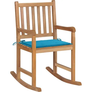 zahrada-XL Houpací křeslo s modrou poduškou masivní teak 3062761