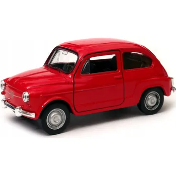 autíčko Kovový model autíčka Fiat 600 v měřítku 1:34, červený, model Welly Old Timer